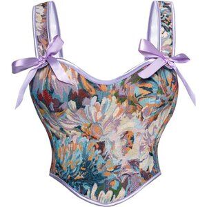 Corset Tops for Women with Zipper Purple